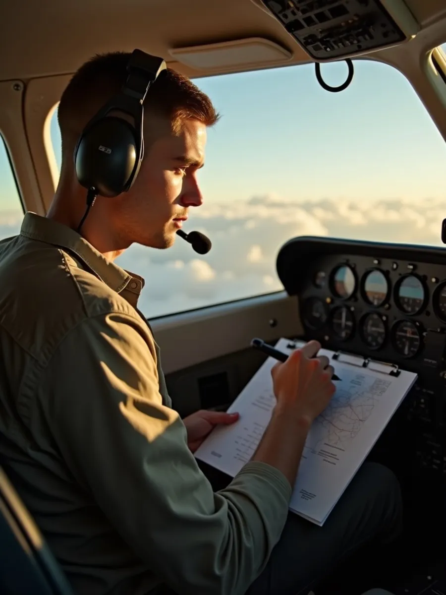 Flugschüler:in beim Lernen für die PPL-Theorie