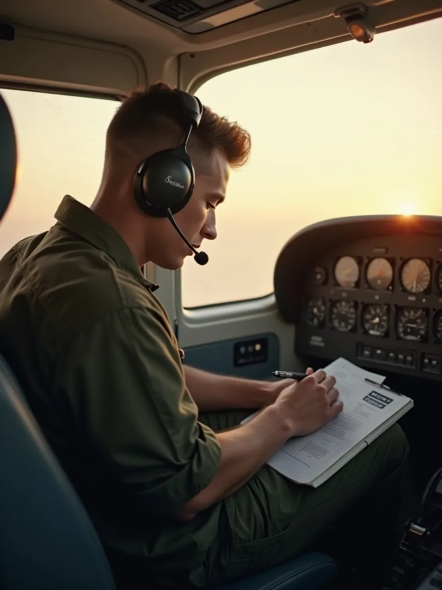 Flugschüler:in beim Lernen für die PPL-Theorie
