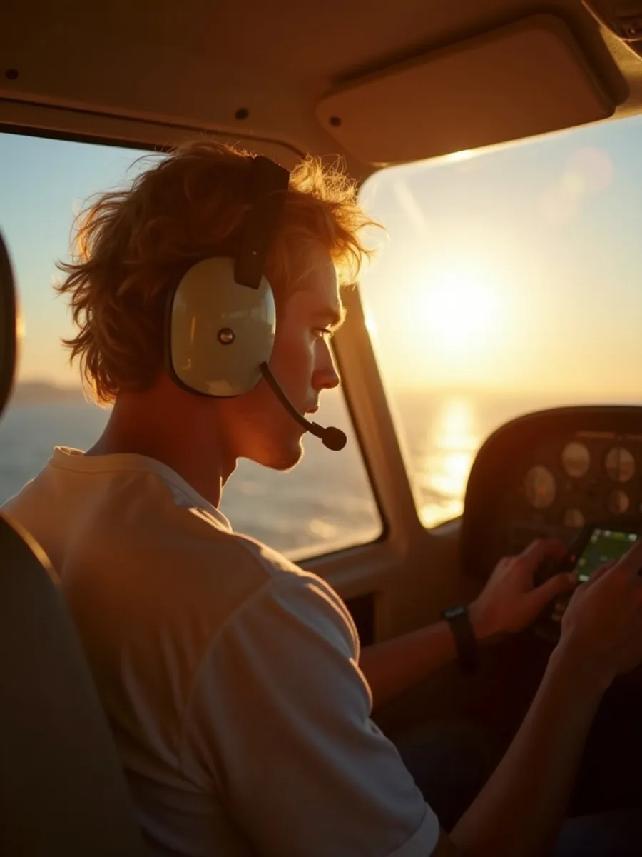 Flugschüler:in beim Lernen für die PPL-Theorie