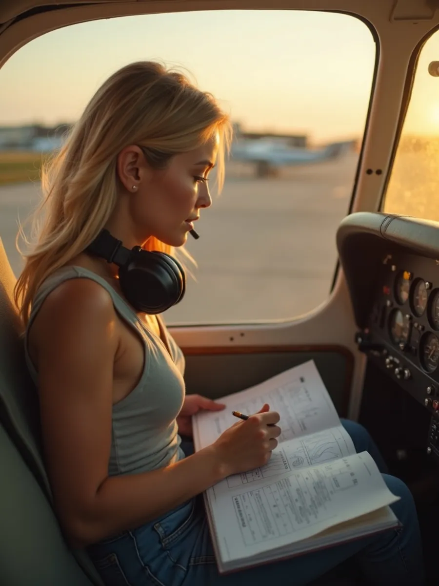Flugschüler:in beim Lernen für die PPL-Theorie