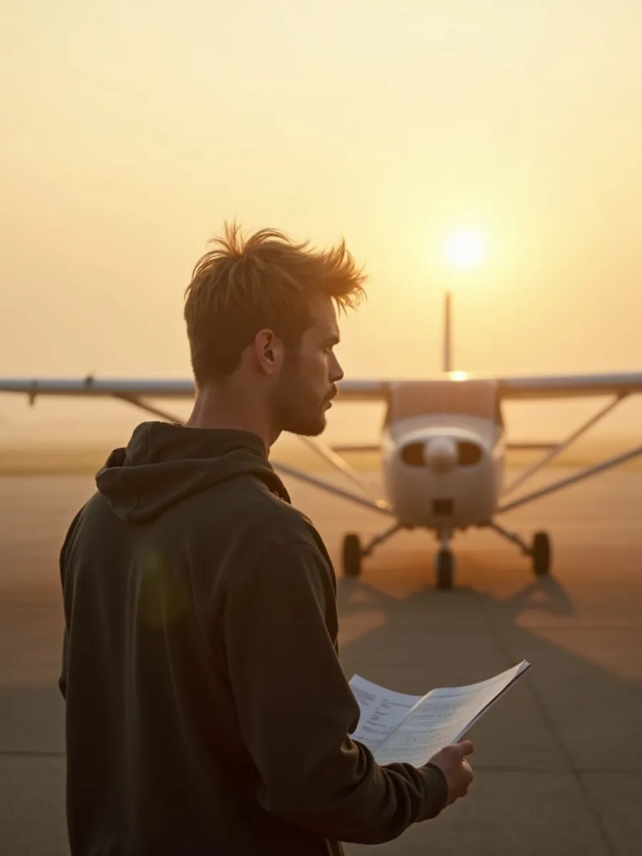 Flugschüler:in beim Lernen für die PPL-Theorie