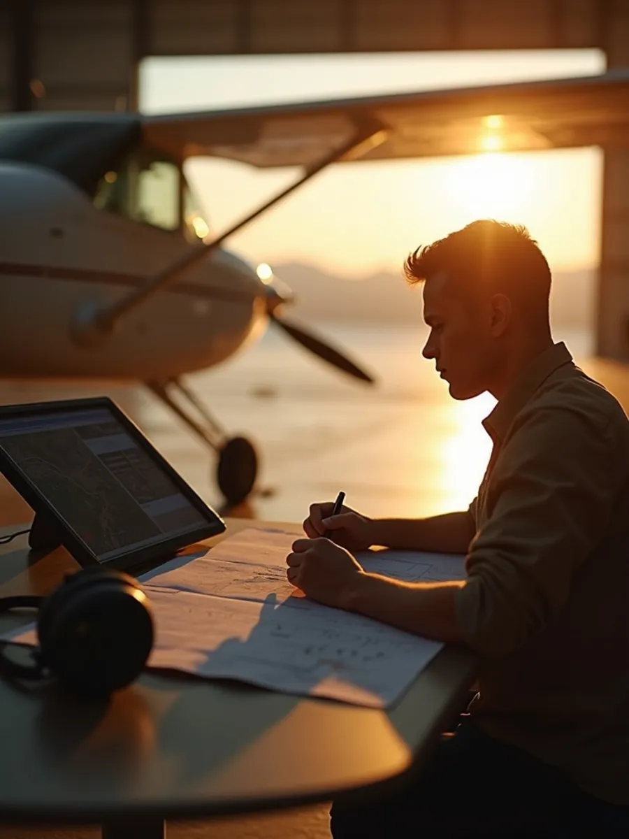 Flugschüler:in beim Lernen für die PPL-Theorie
