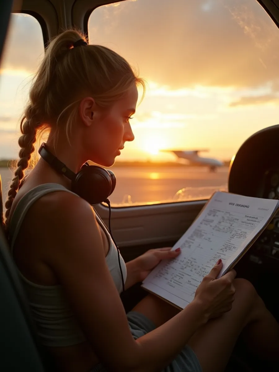 Flugschüler:in beim Lernen für die PPL-Theorie